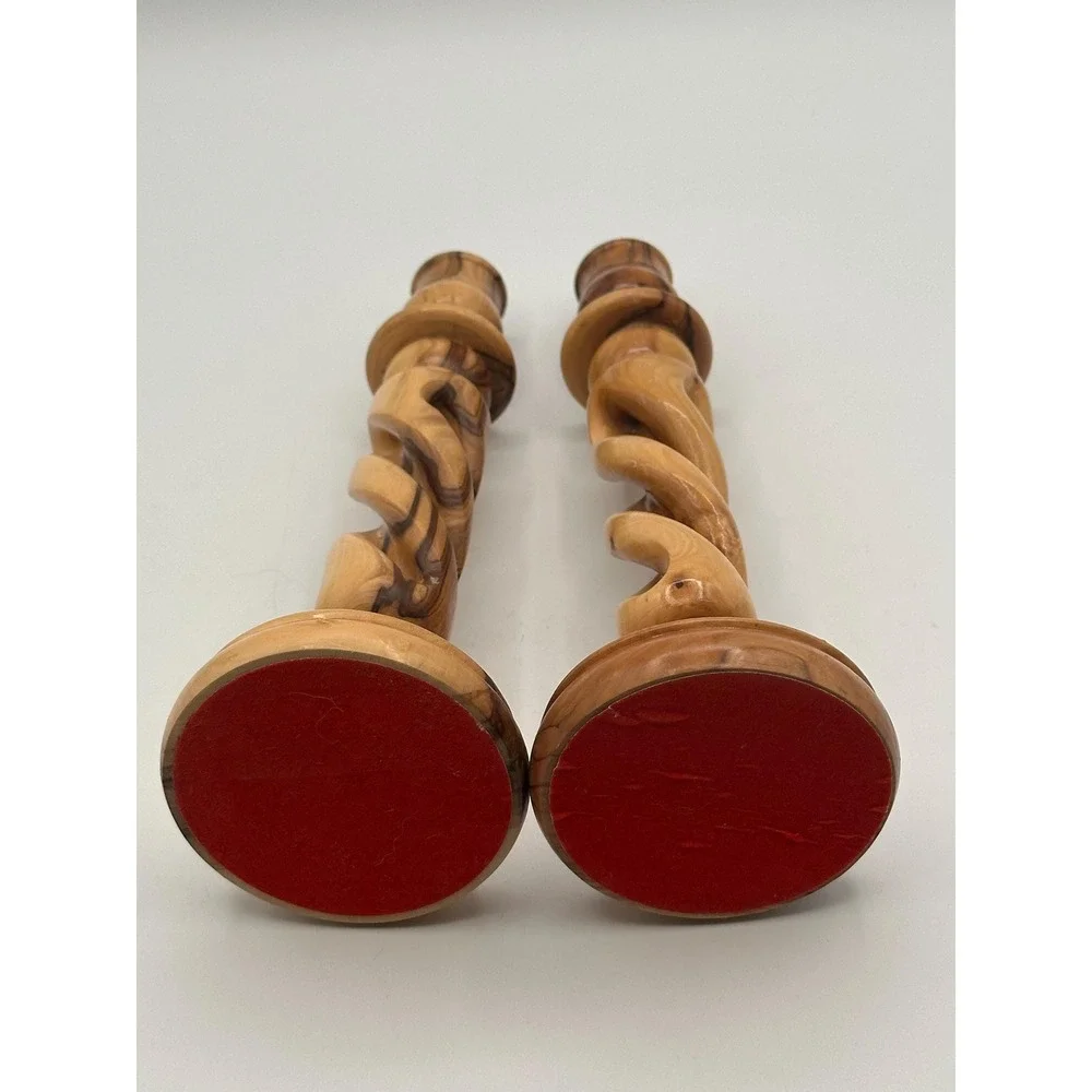 Handmade Olive Wood Candle Holders Craft 9
